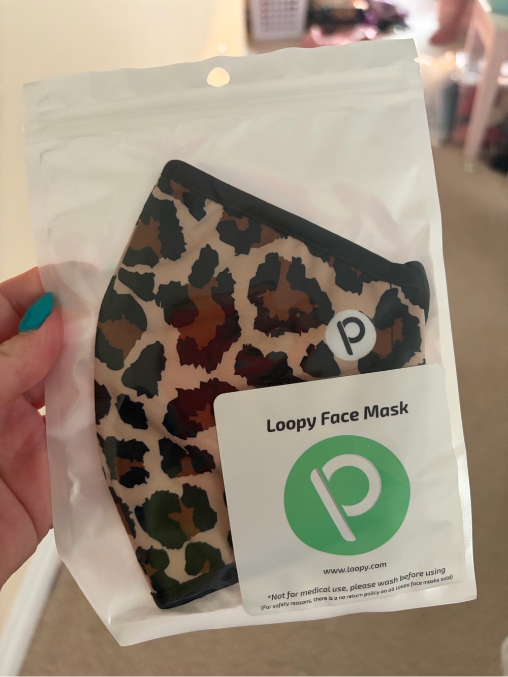 Loopy Leopard Print Face Mask - Brown & Black